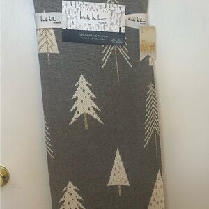 Nicole Miller Christmas Cream Gold Gray Elegant Multi Design Tree Throw Blanket